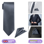 Light Grey Tie and Handkerchief