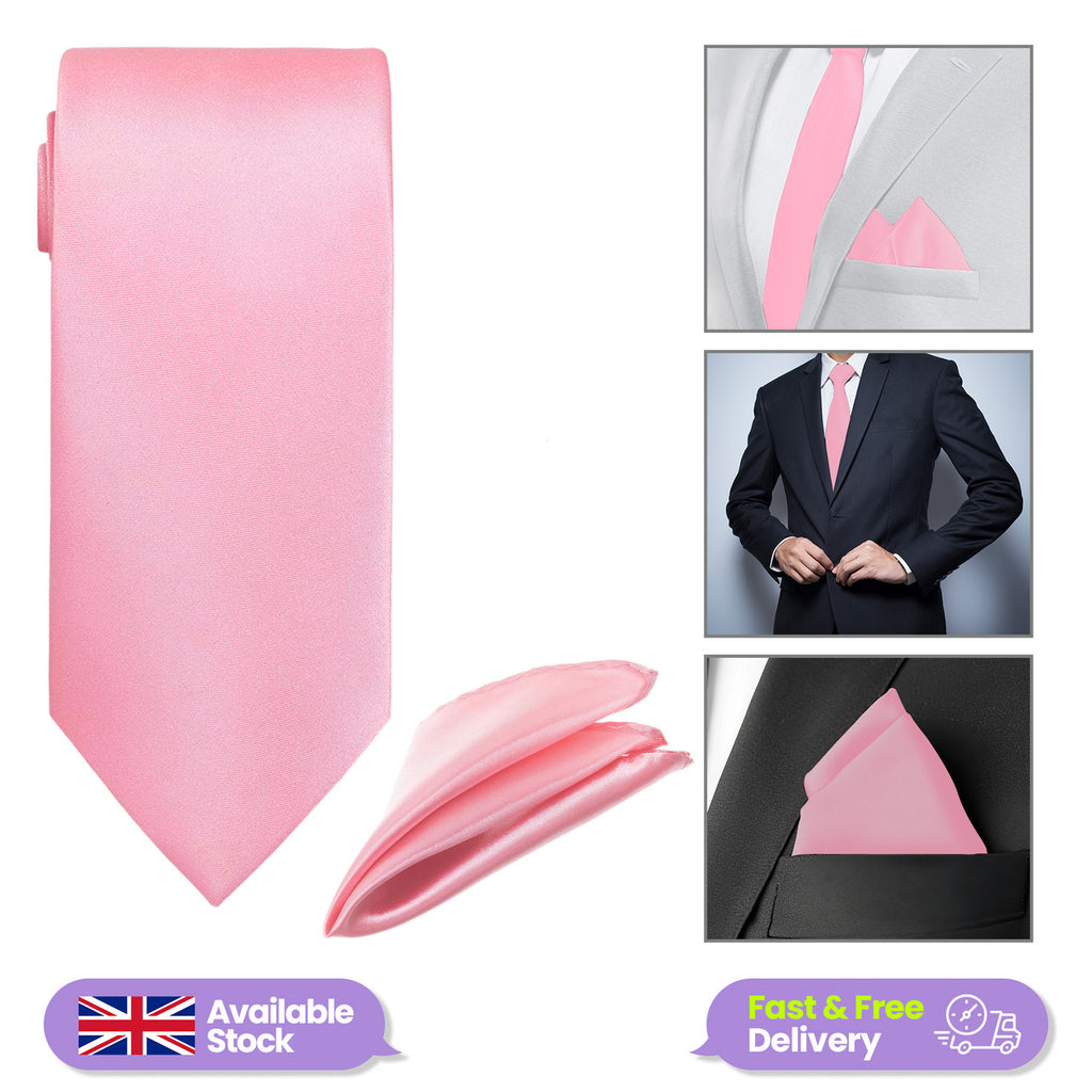 Rose Pink Tie and Handkerchief