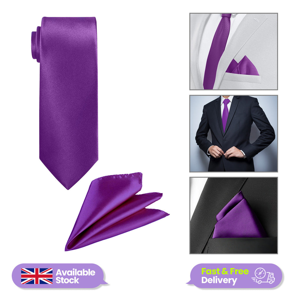 Dark Purple Tie and Handkerchief