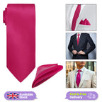 Hot Pink Tie and Handkerchief