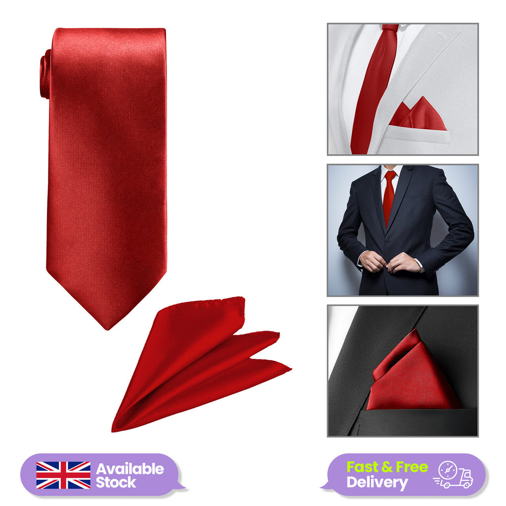 Deep Red Tie and Handkerchief