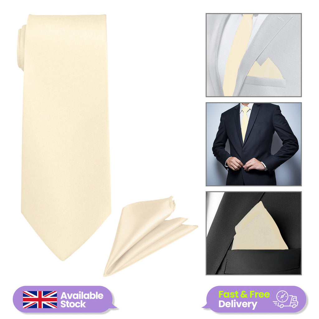 Ivory Tie and Handkerchief