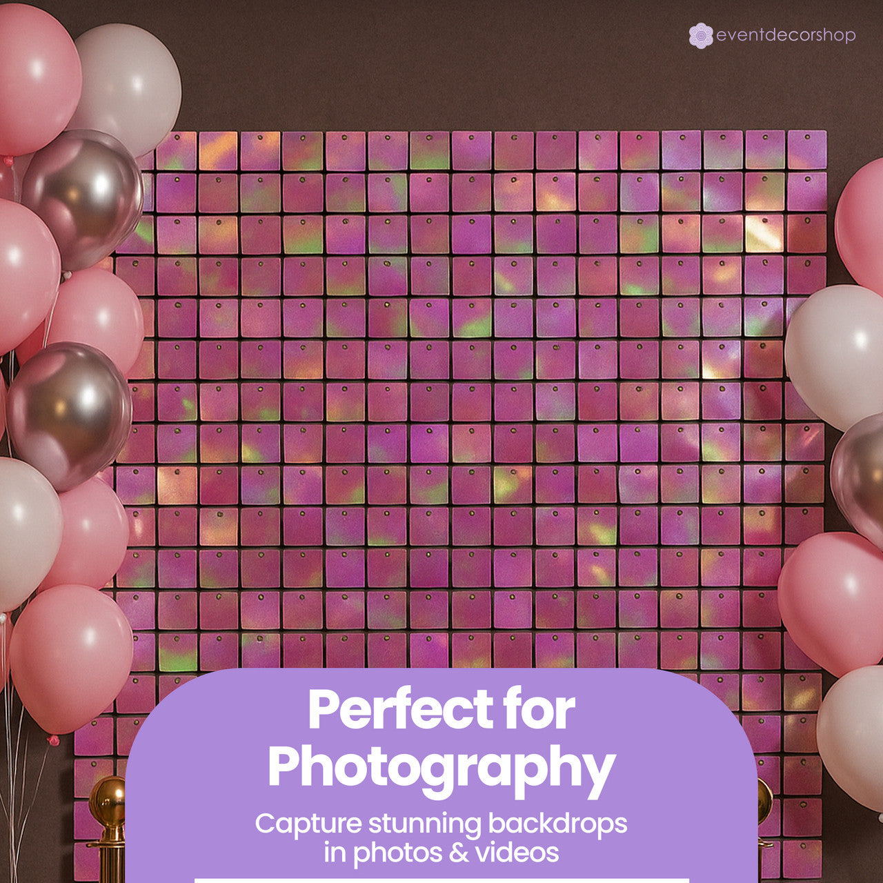 Square Sequin Wall Backdrop Panels - Iridescent