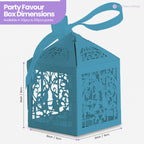 50x Laser Cut Love Heart & Doves Favours Box with Organza Ribbon - Sky Blue