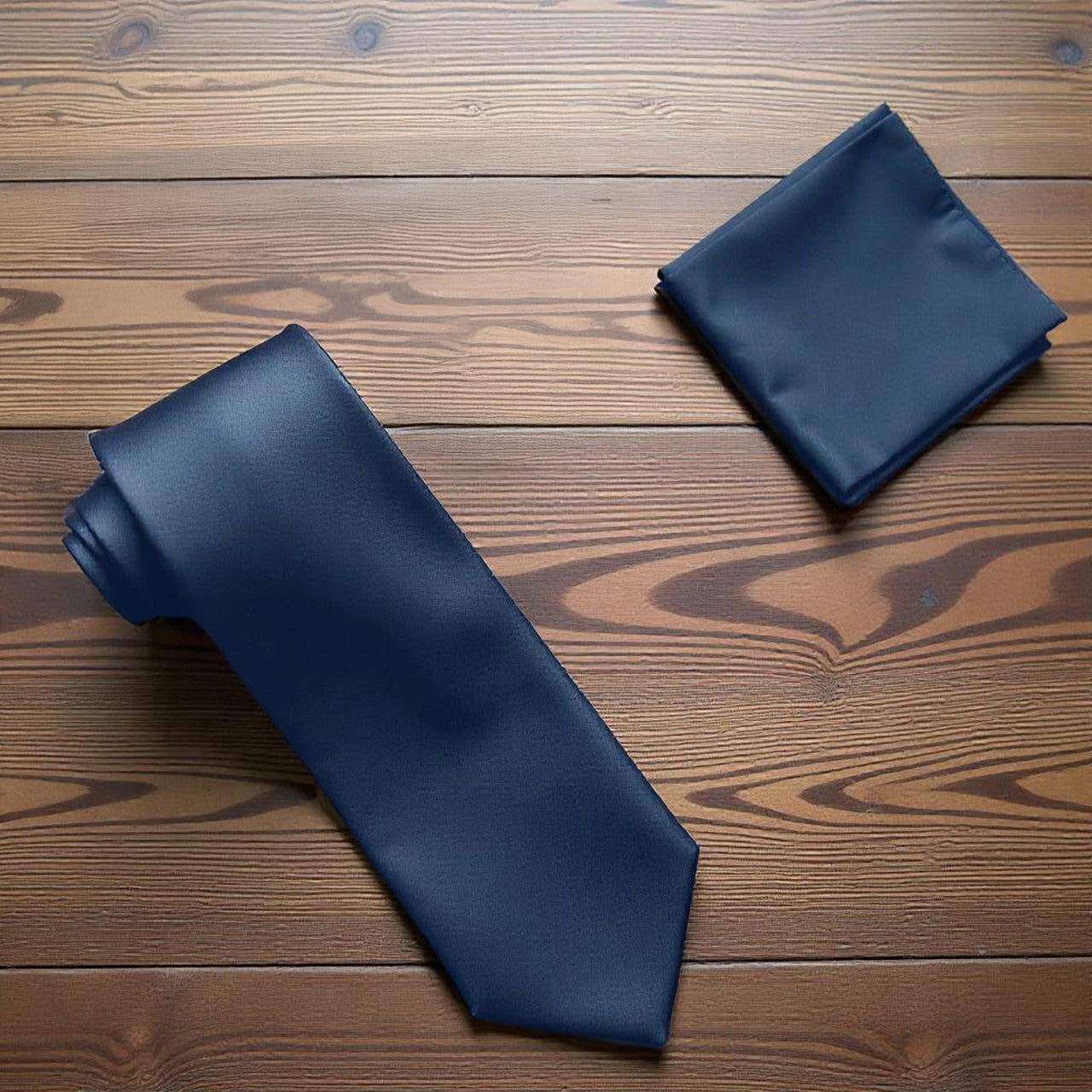 Navy Tie and Handkerchief