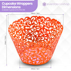 25x Laser Cut Cupcake Wrappers - Orange