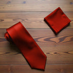 Deep Red Tie and Handkerchief