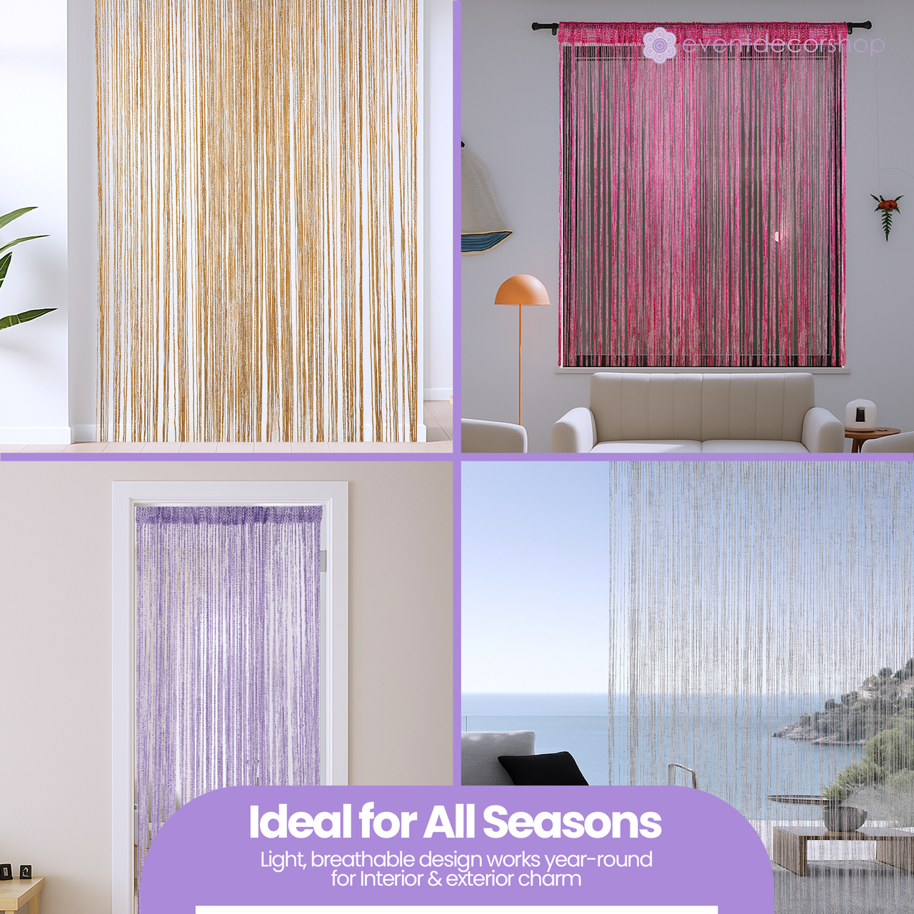 String Curtain Panel - Multicoloured