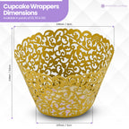 25x Laser Cut Cupcake Wrappers - Gold