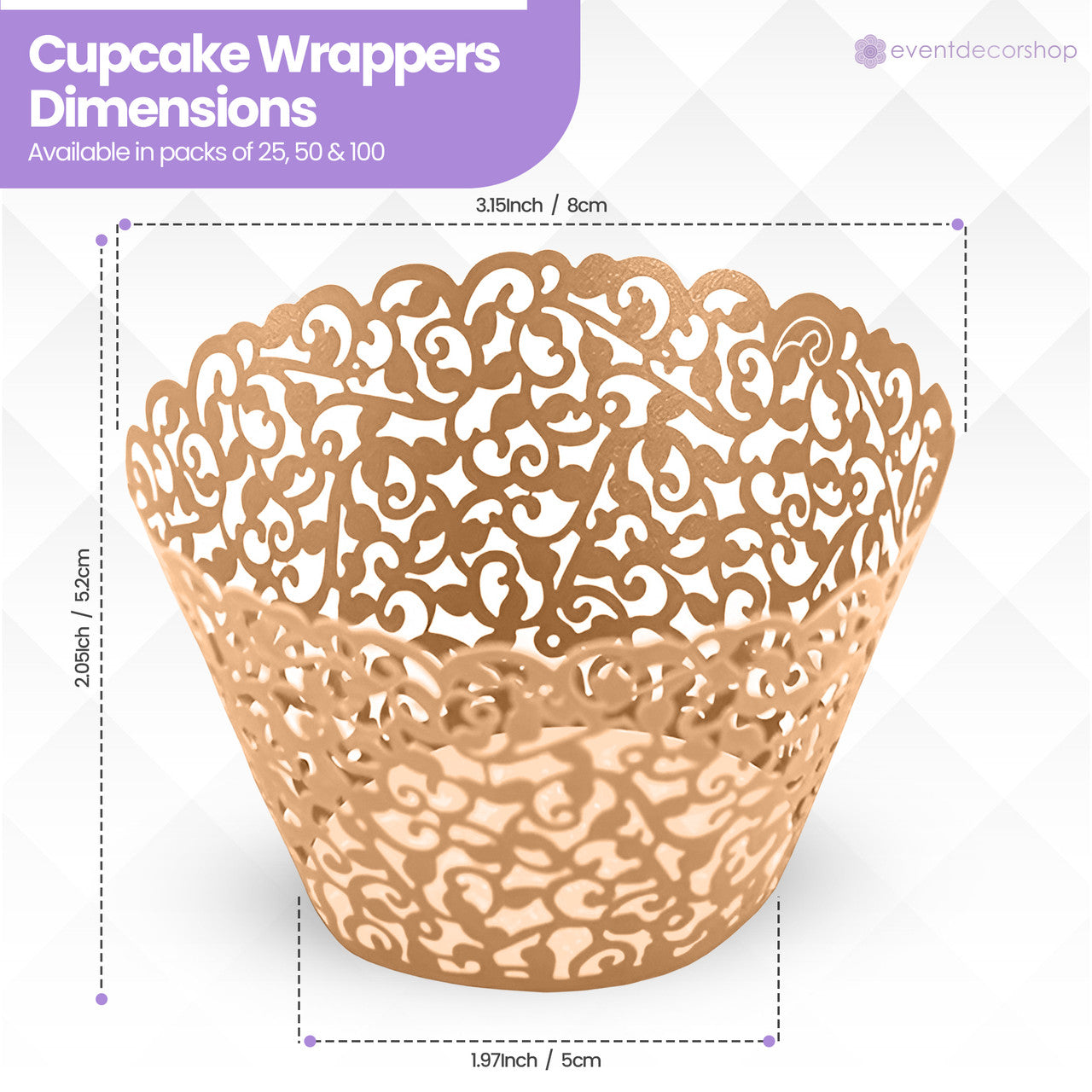 25x Laser Cut Cupcake Wrappers - Ivory