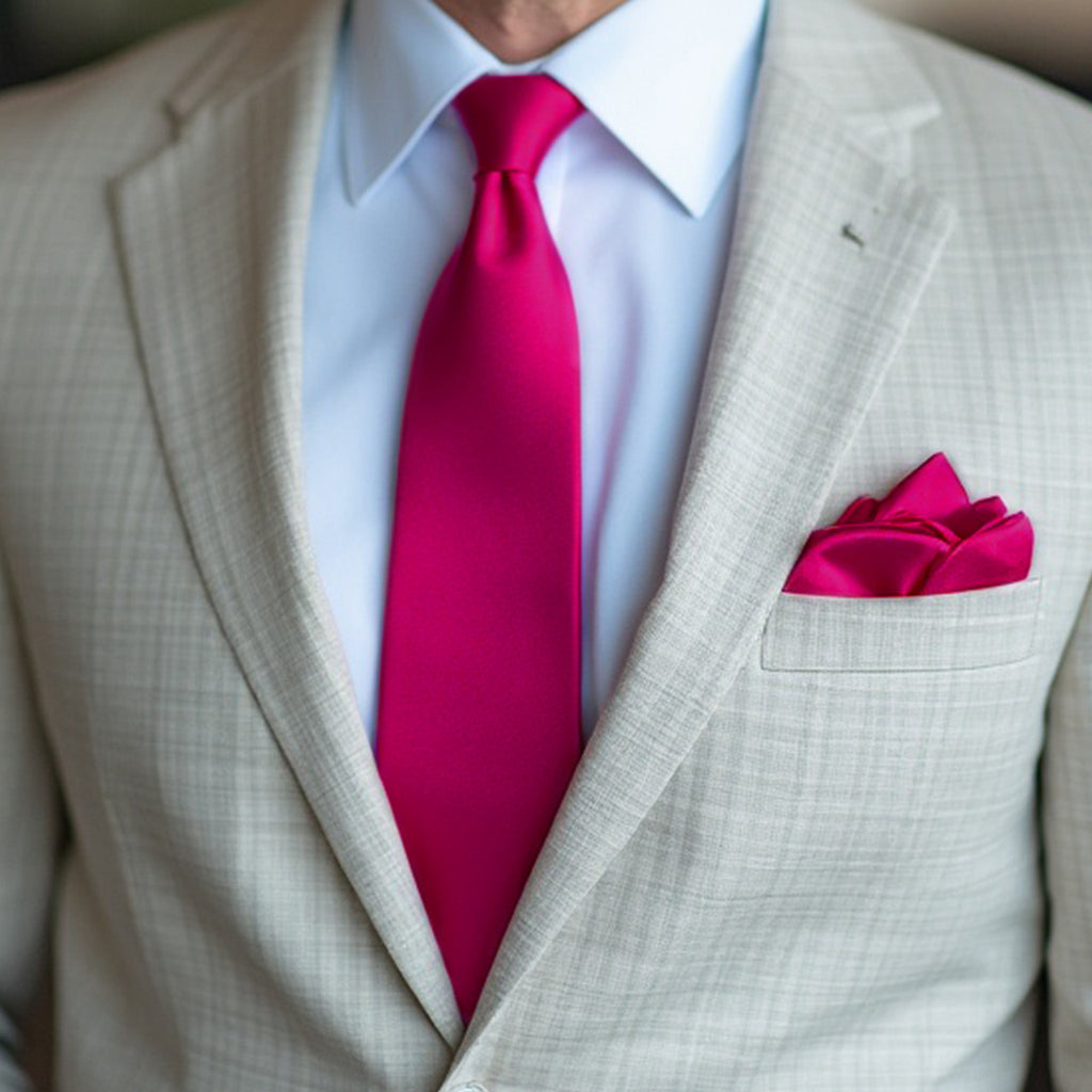 Hot Pink Tie and Handkerchief