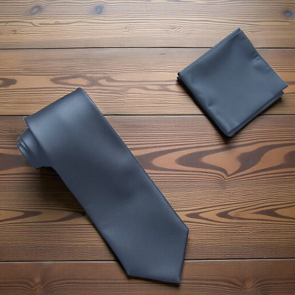 Light Grey Tie and Handkerchief