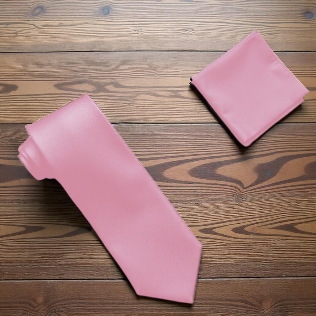 Rose Pink Tie and Handkerchief