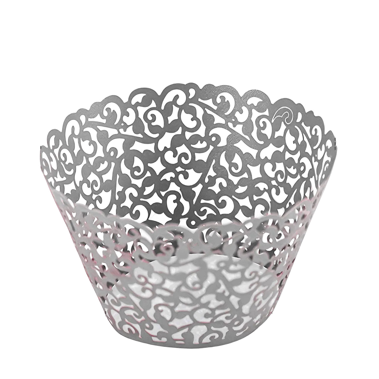 25x Laser Cut Cupcake Wrappers - Silver
