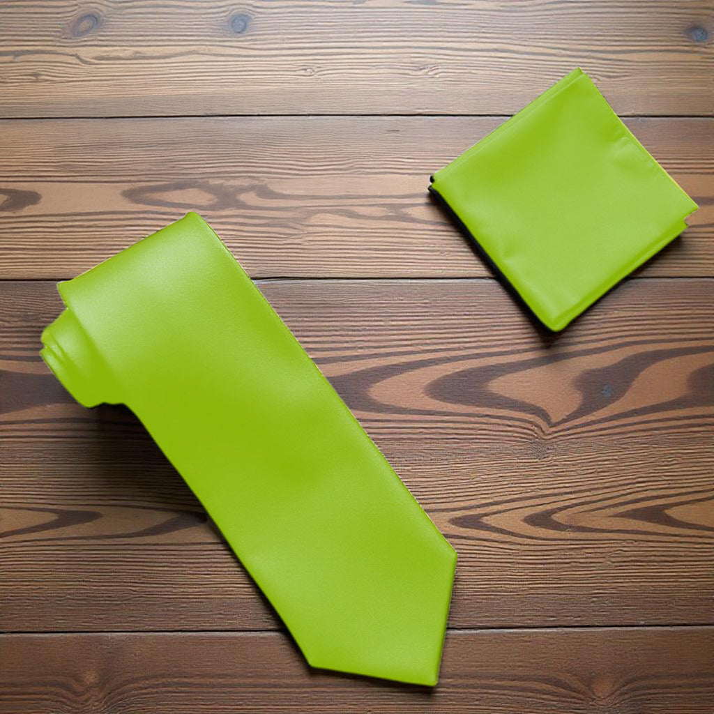 Lime Green Tie and Handkerchief