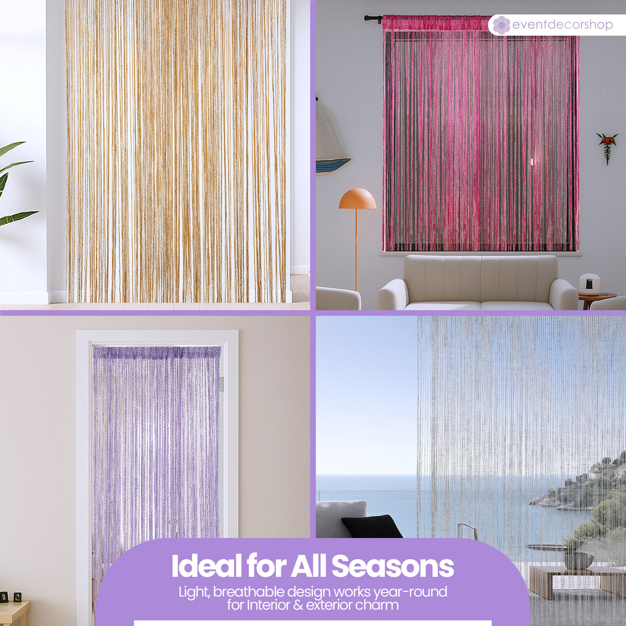 String Curtain Panel - Hot Pink
