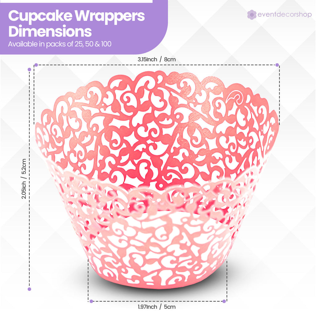25x Laser Cut Cupcake Wrappers - Red