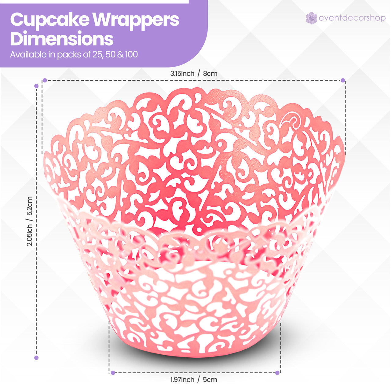 25x Laser Cut Cupcake Wrappers - Red
