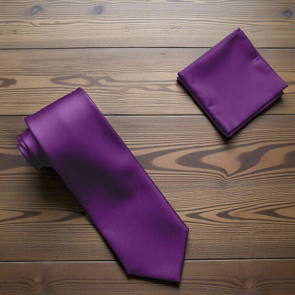Dark Purple Tie and Handkerchief