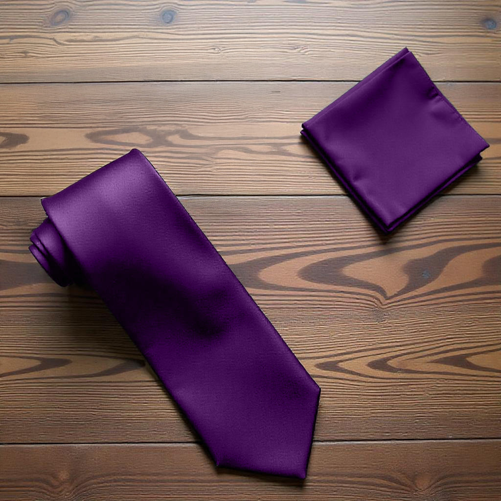 Purple Tie and Handkerchief