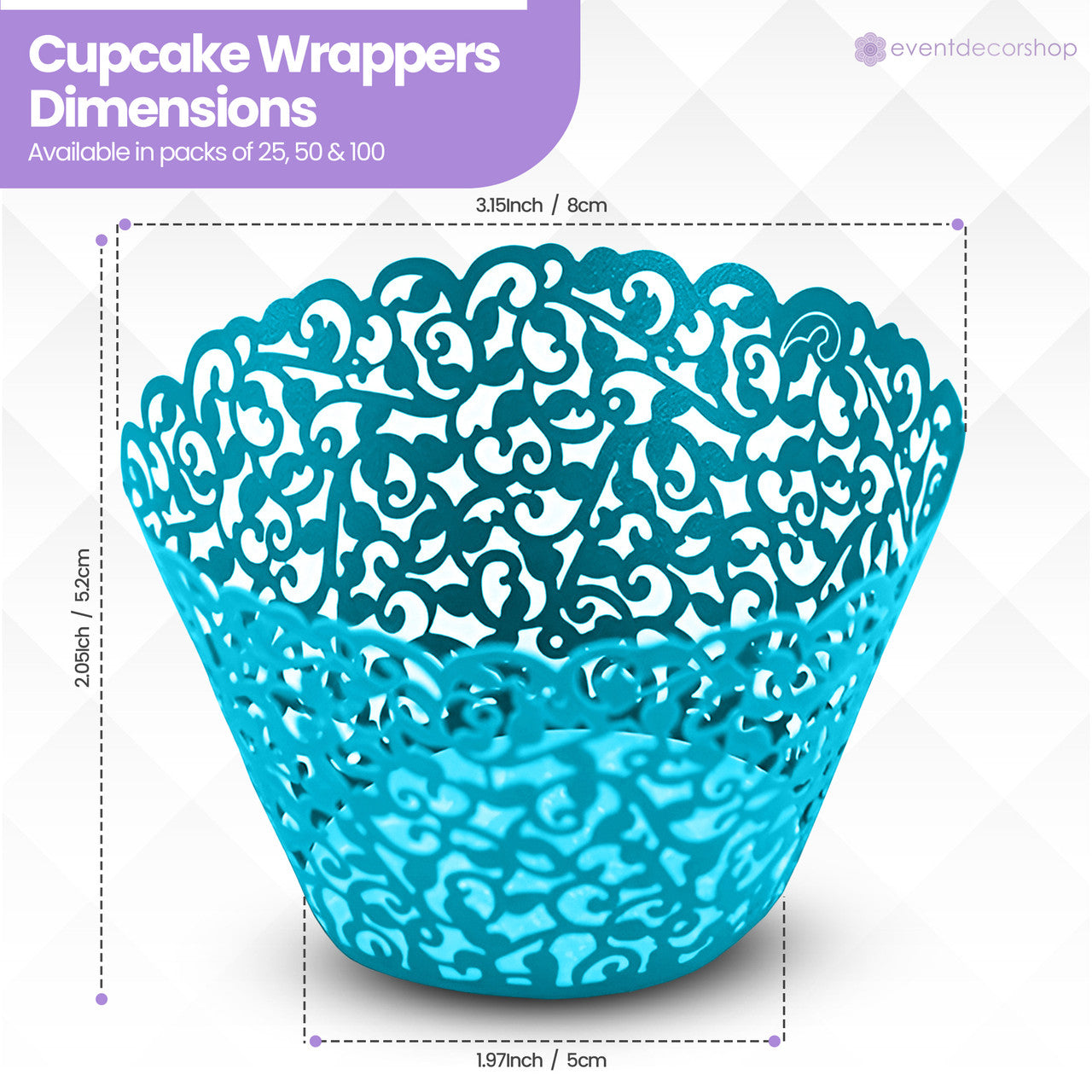 25x Laser Cut Cupcake Wrappers - Blue