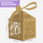 50x Laser Cut Love Heart & Doves Favours Box with Organza Ribbon - Gold