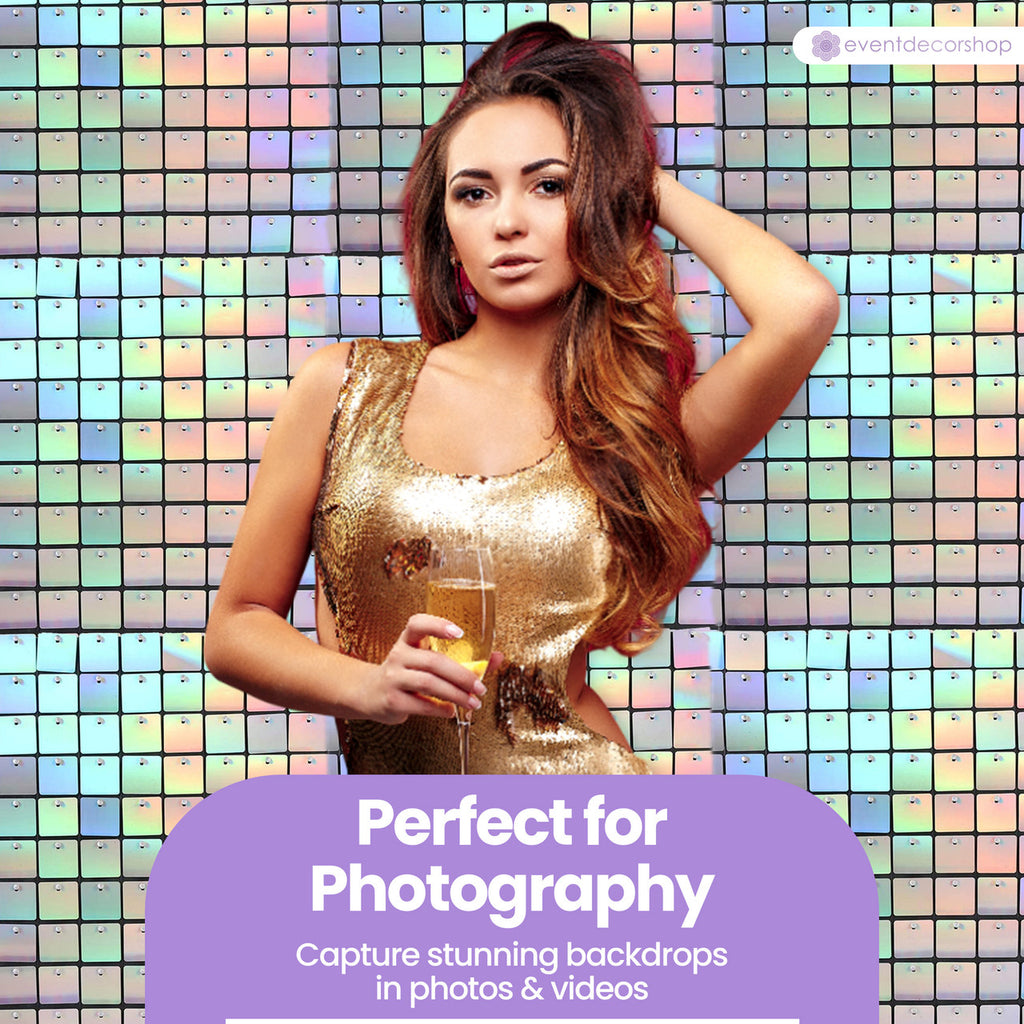 Square Sequin Wall Backdrop Panels - Rainbow