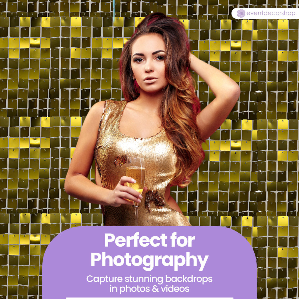 30x30cm Sequin Wall Panel - Metal Gold