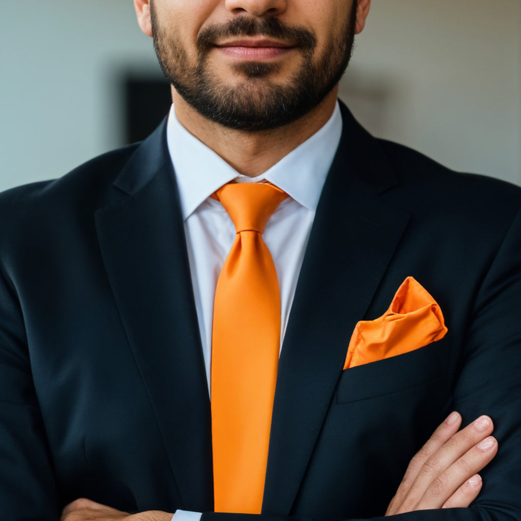 Orange Tie and Handkerchief