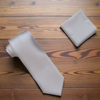 Silver Tie and Handkerchief