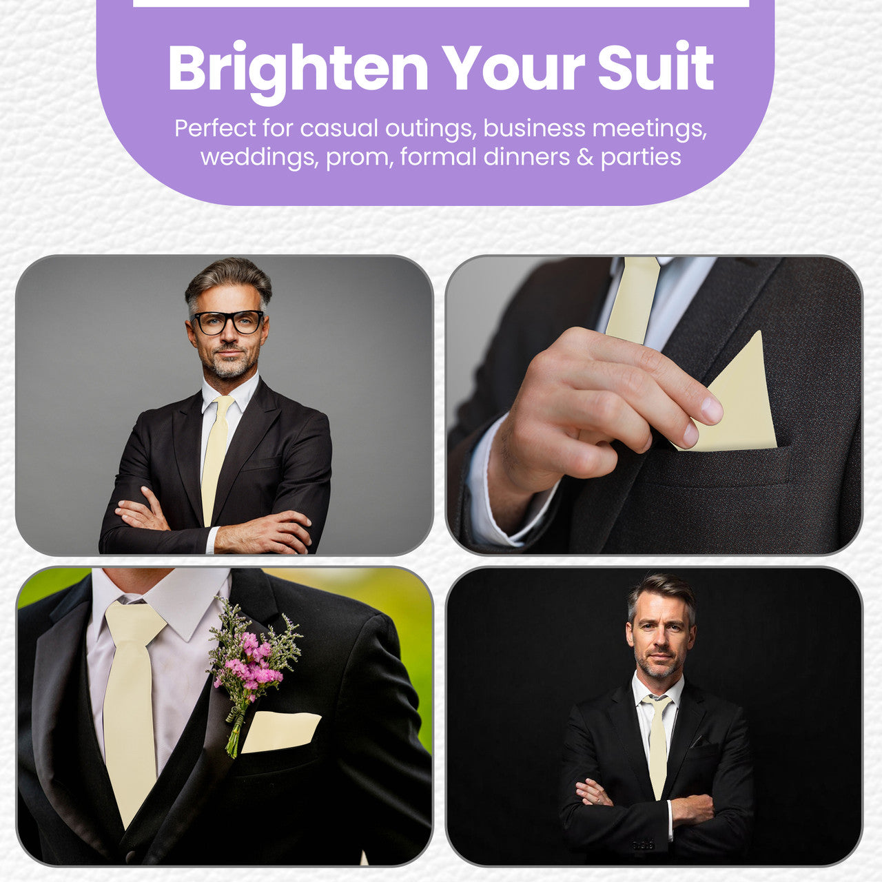 Ivory Tie and Handkerchief