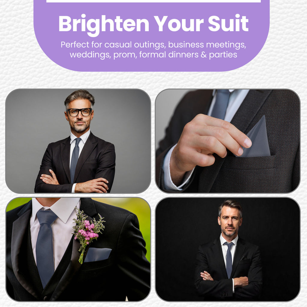Light Grey Tie and Handkerchief