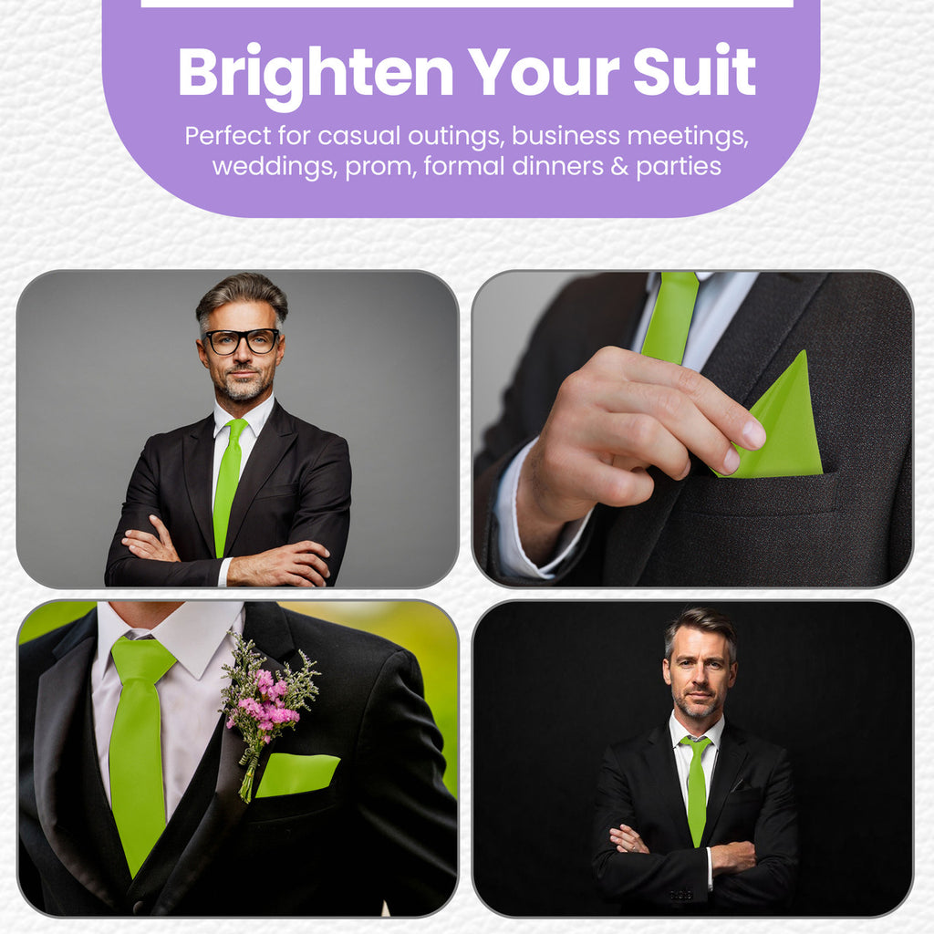 Lime Green Tie and Handkerchief