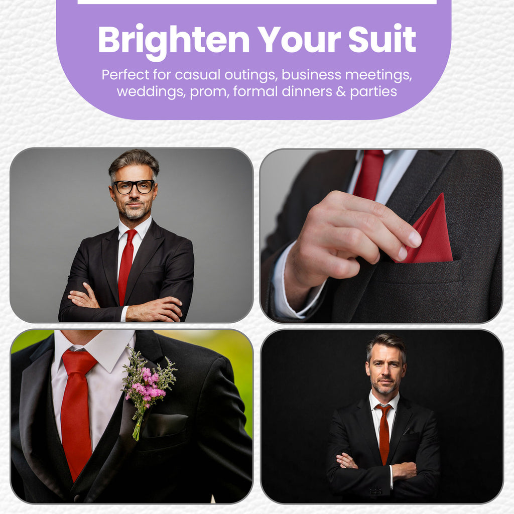 Deep Red Tie and Handkerchief