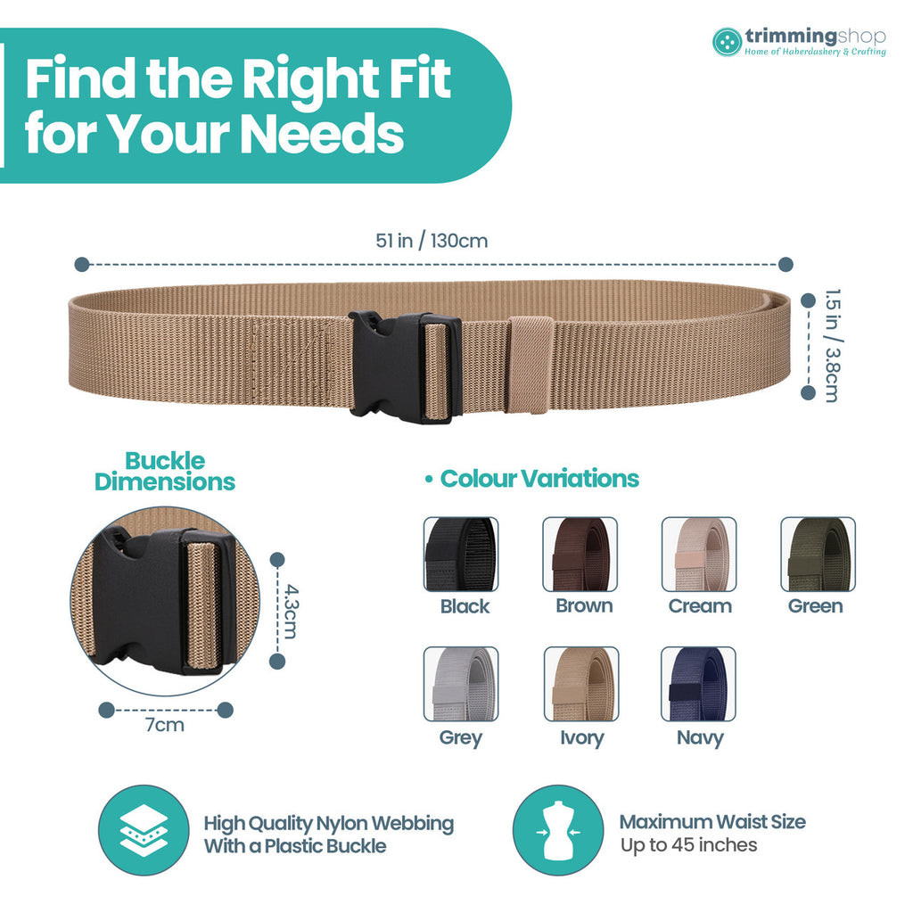 Webbing Canvas Belt with Plastic Clip Buckle - Ivory