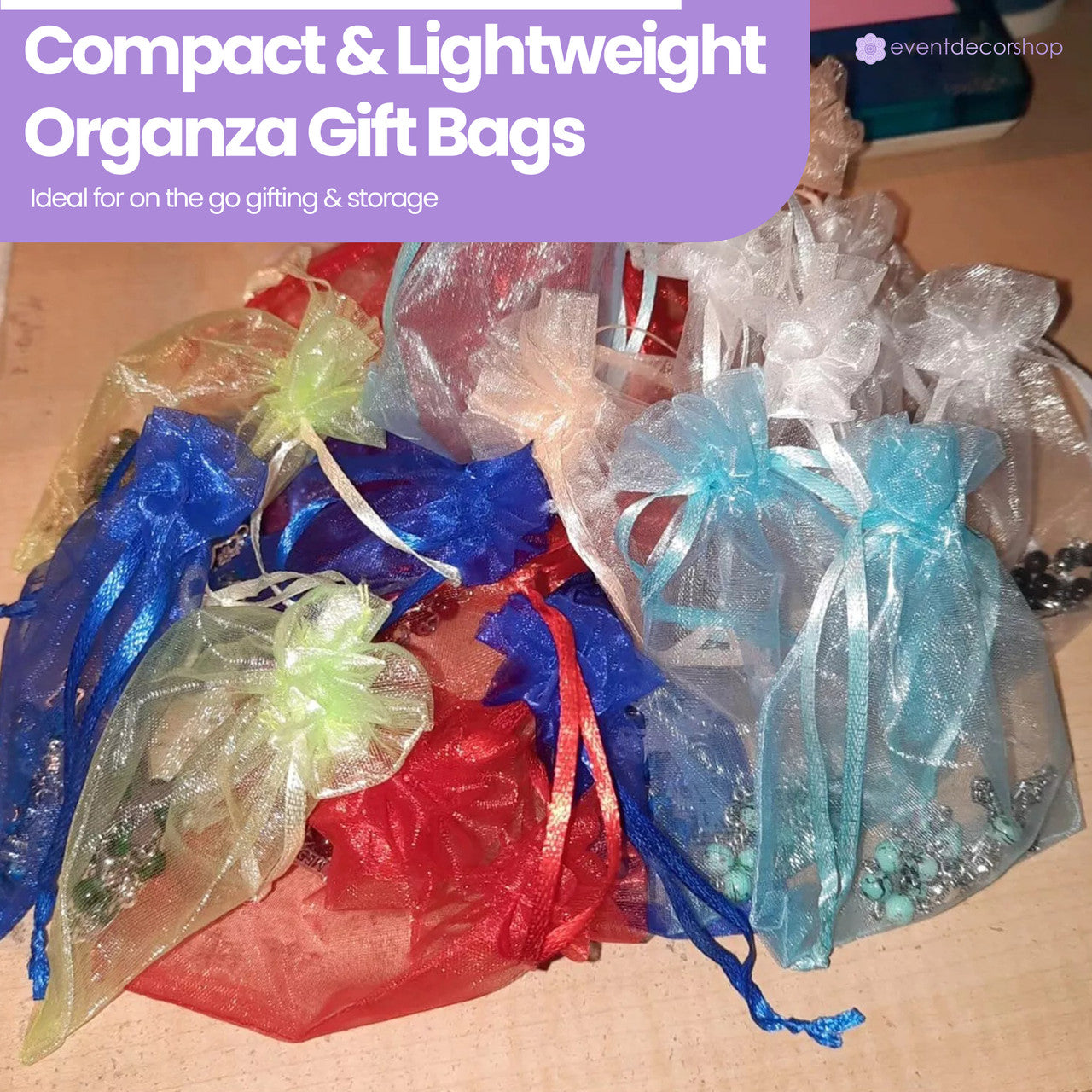 Organza Bags - 7cm x 9cm - 100pcs - Silver