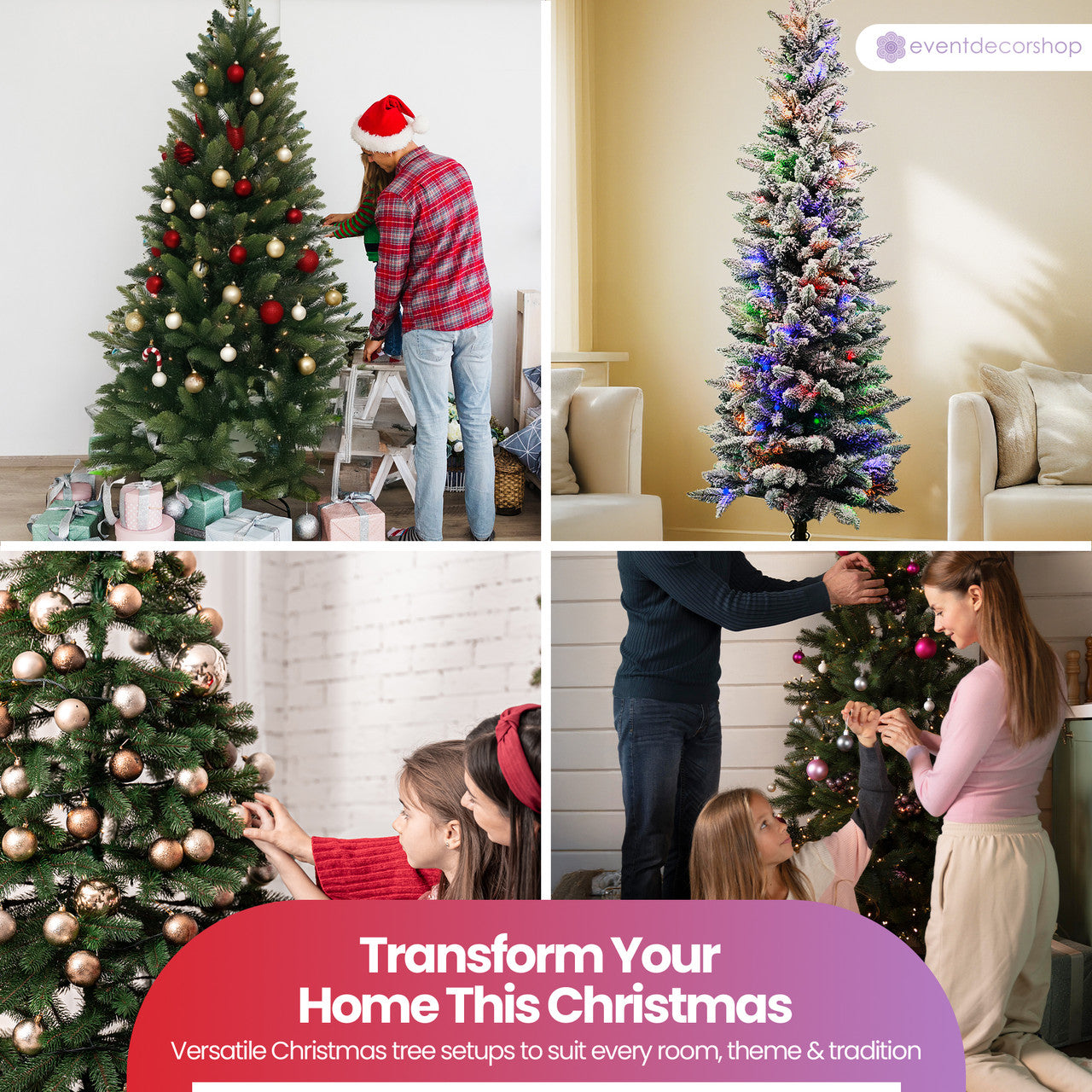 Frosted Whisper Slim Christmas Tree with Warm White Lights - 4ft/5ft/6ft