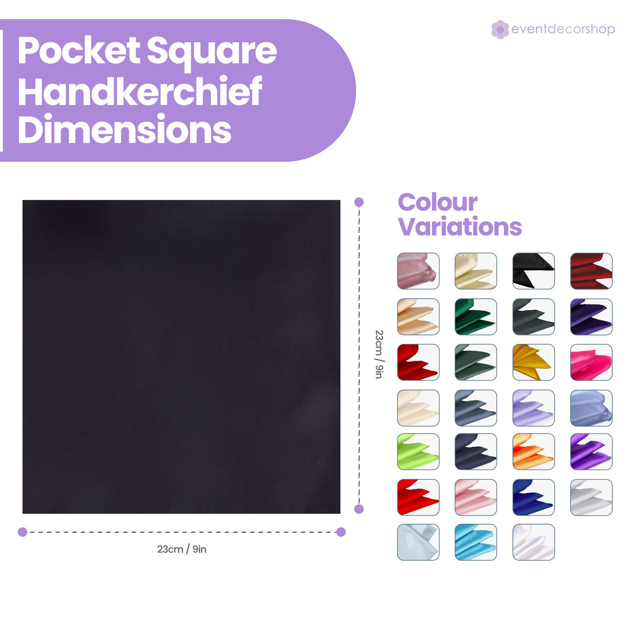 Pocket Square Handkerchief - Black