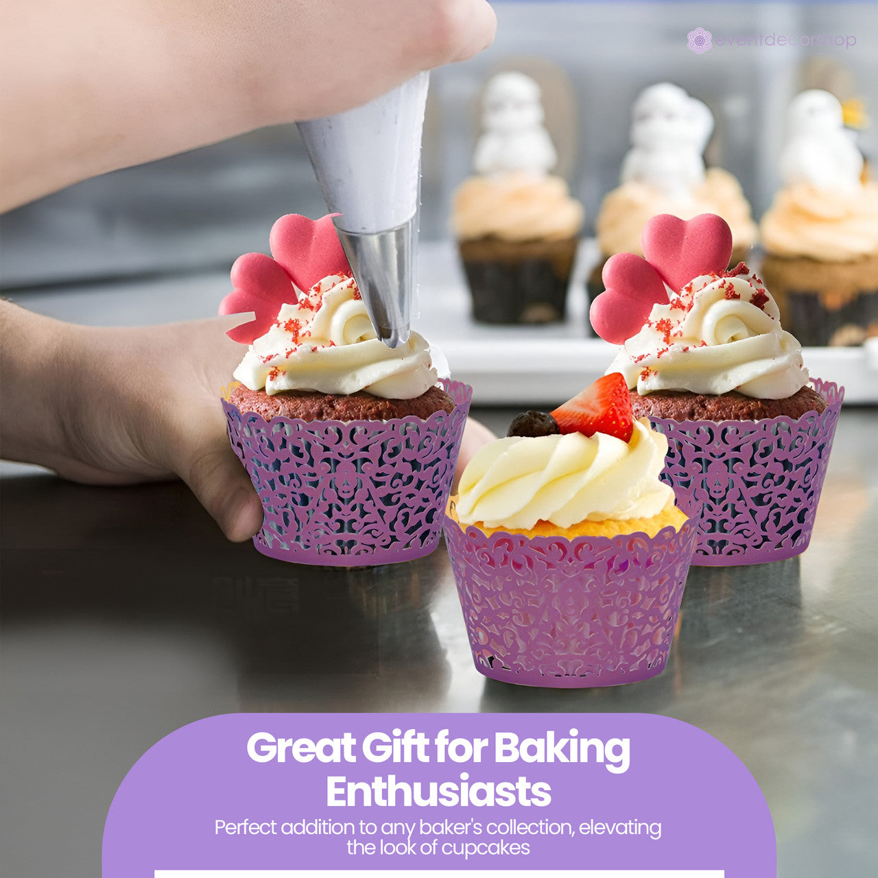 25x Laser Cut Cupcake Wrappers - Purple
