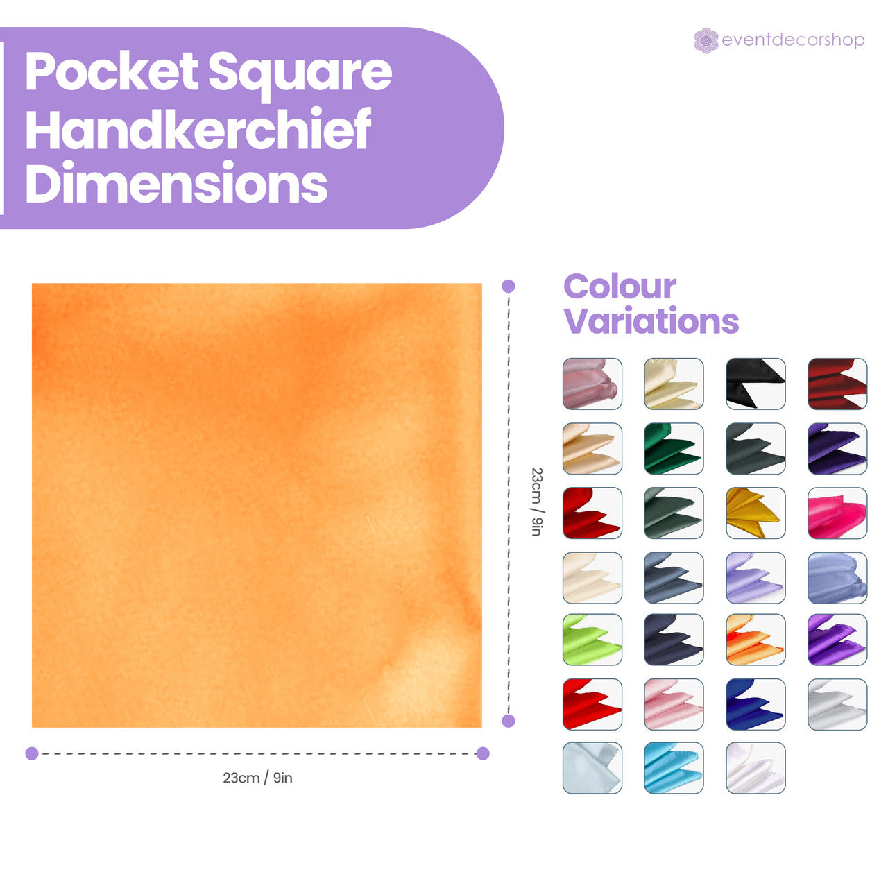 Pocket Square Handkerchief - Orange