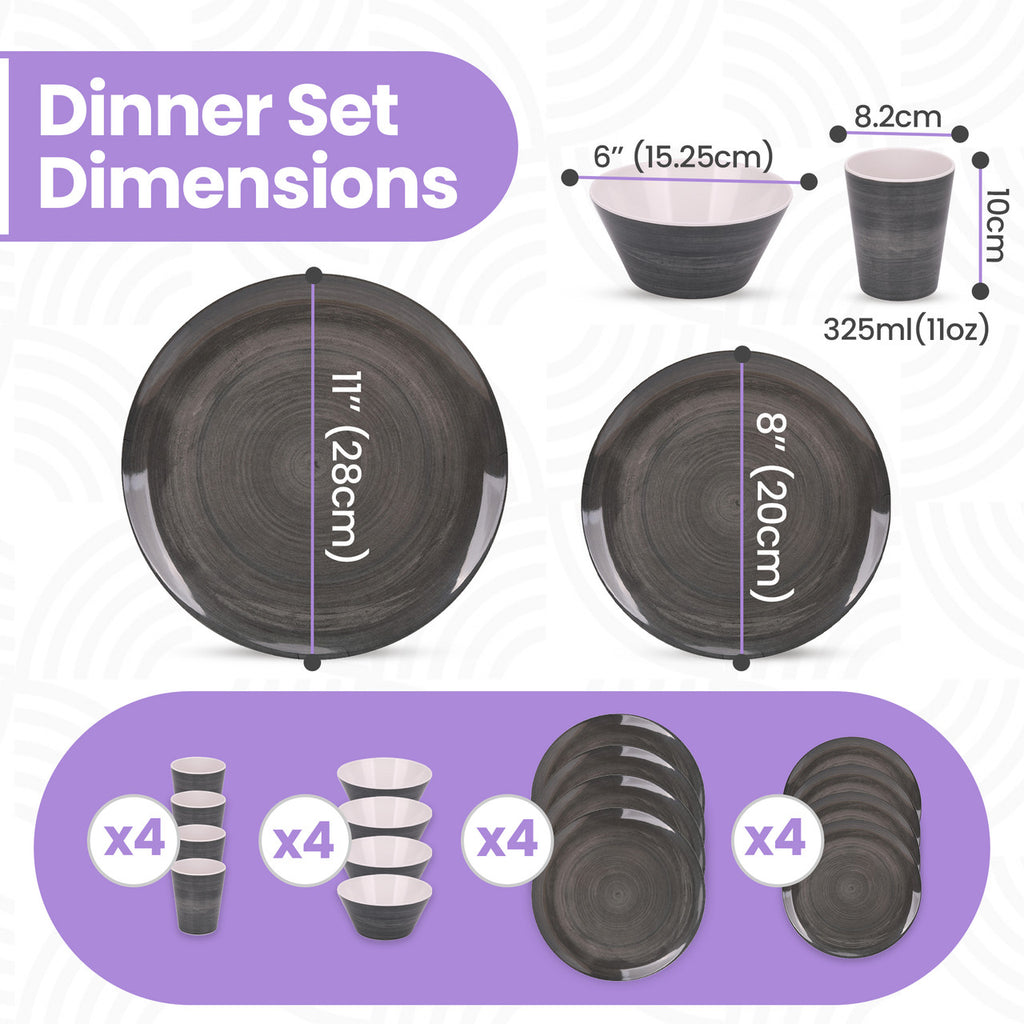 Grey Swirl Design Melamine BBQ and Party Set - 16pcs