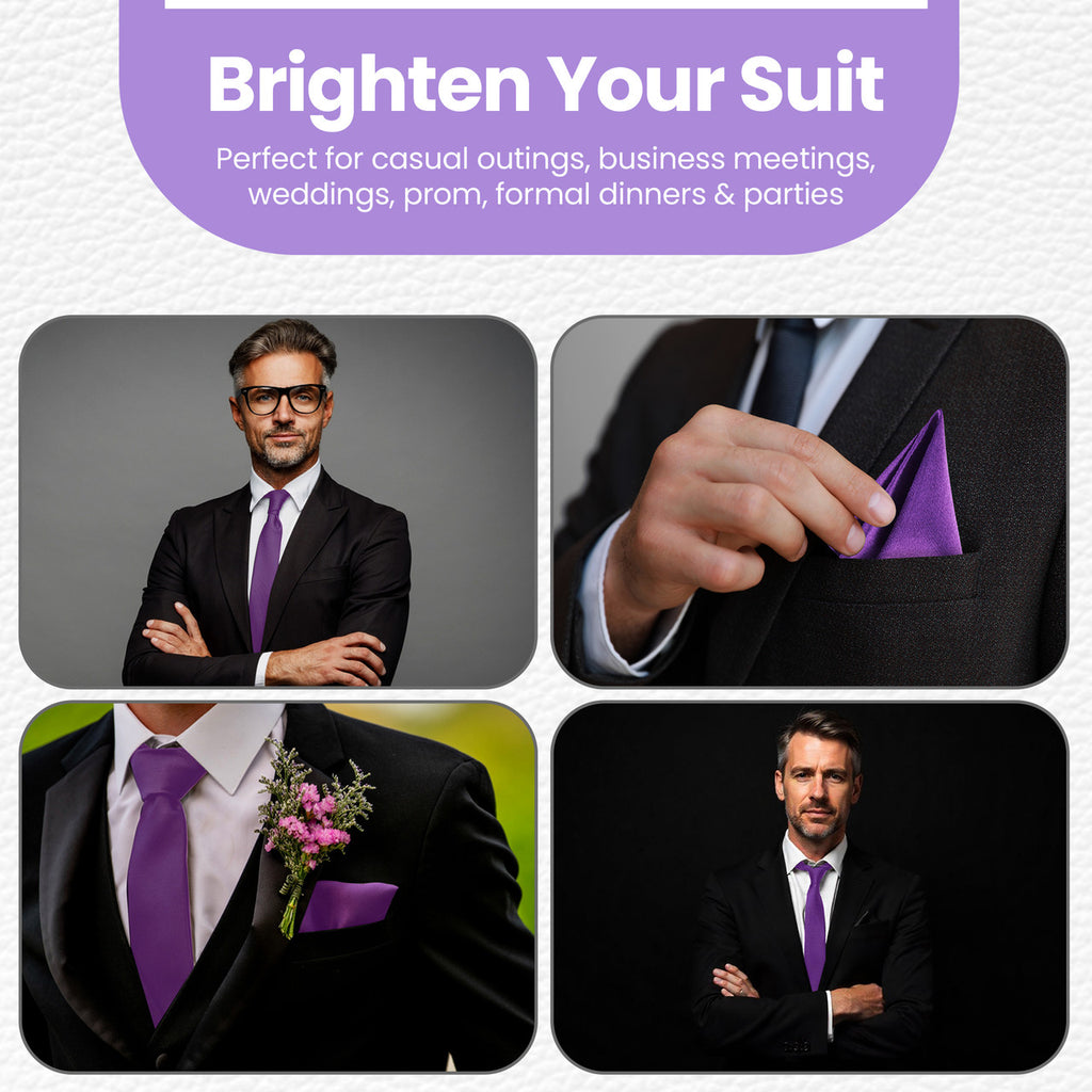 Purple Tie and Handkerchief