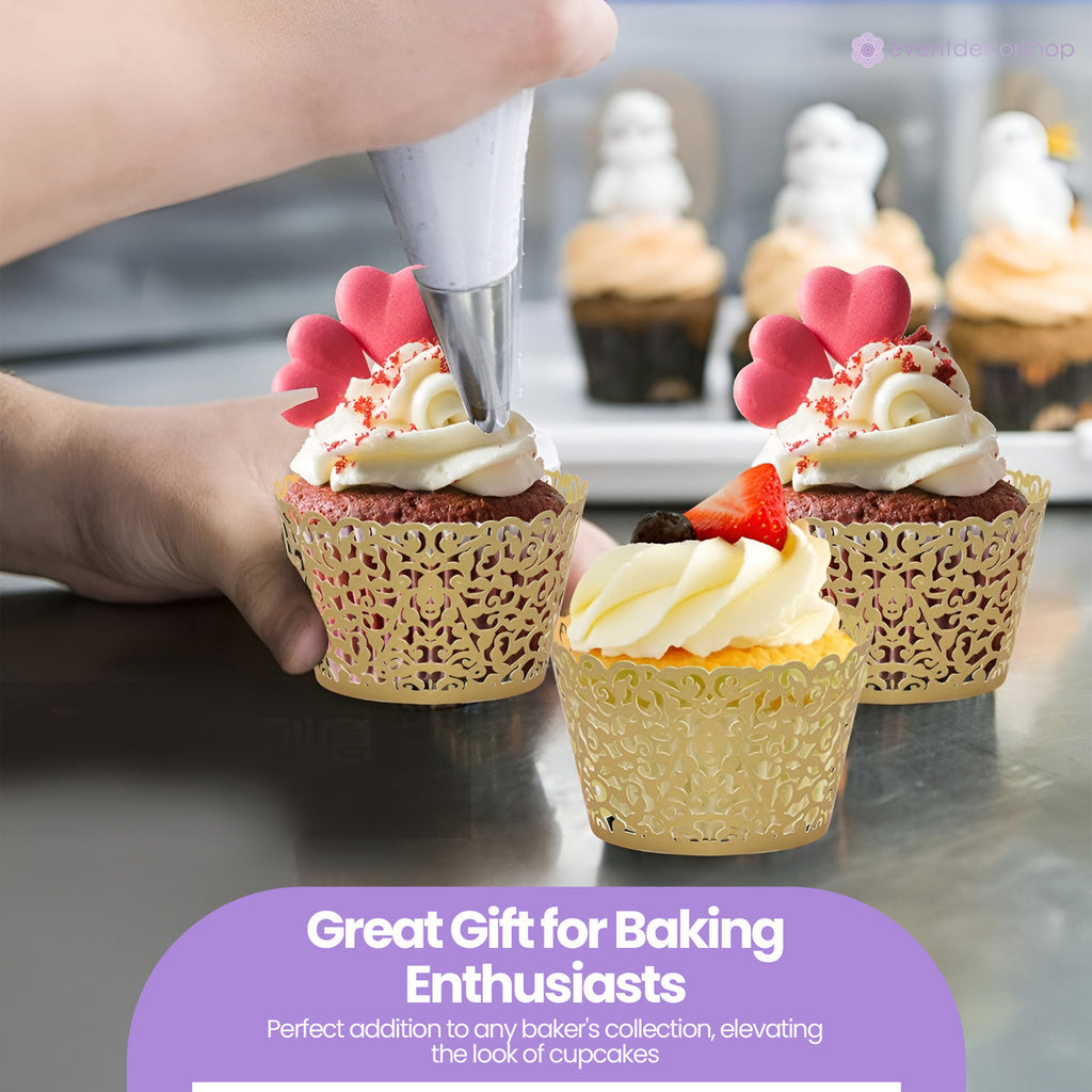 25x Laser Cut Cupcake Wrappers - Beige