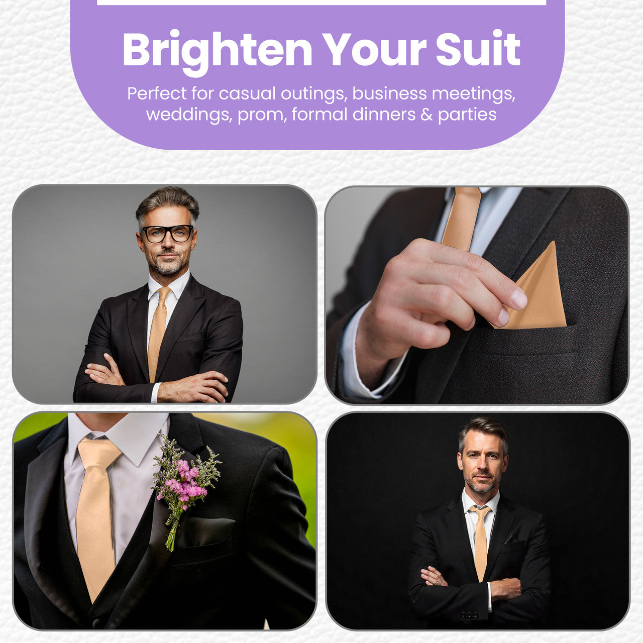 Champagne Tie and Handkerchief