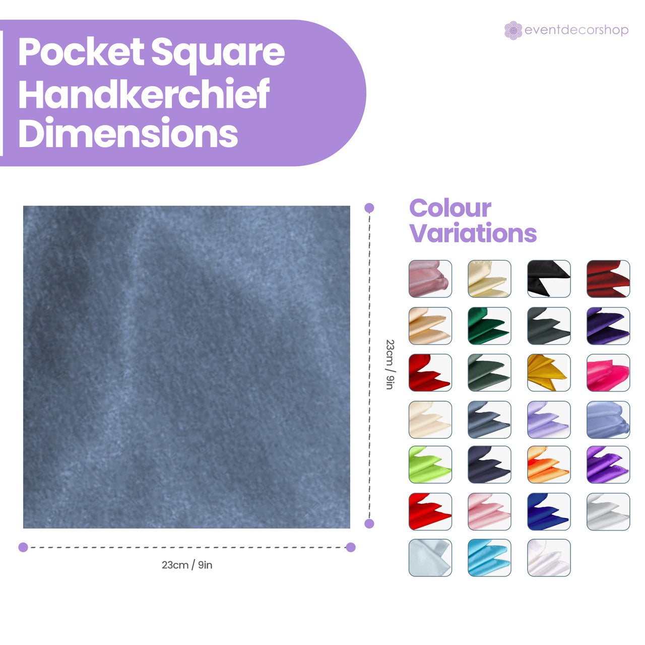 Pocket Square Handkerchief - Light Grey