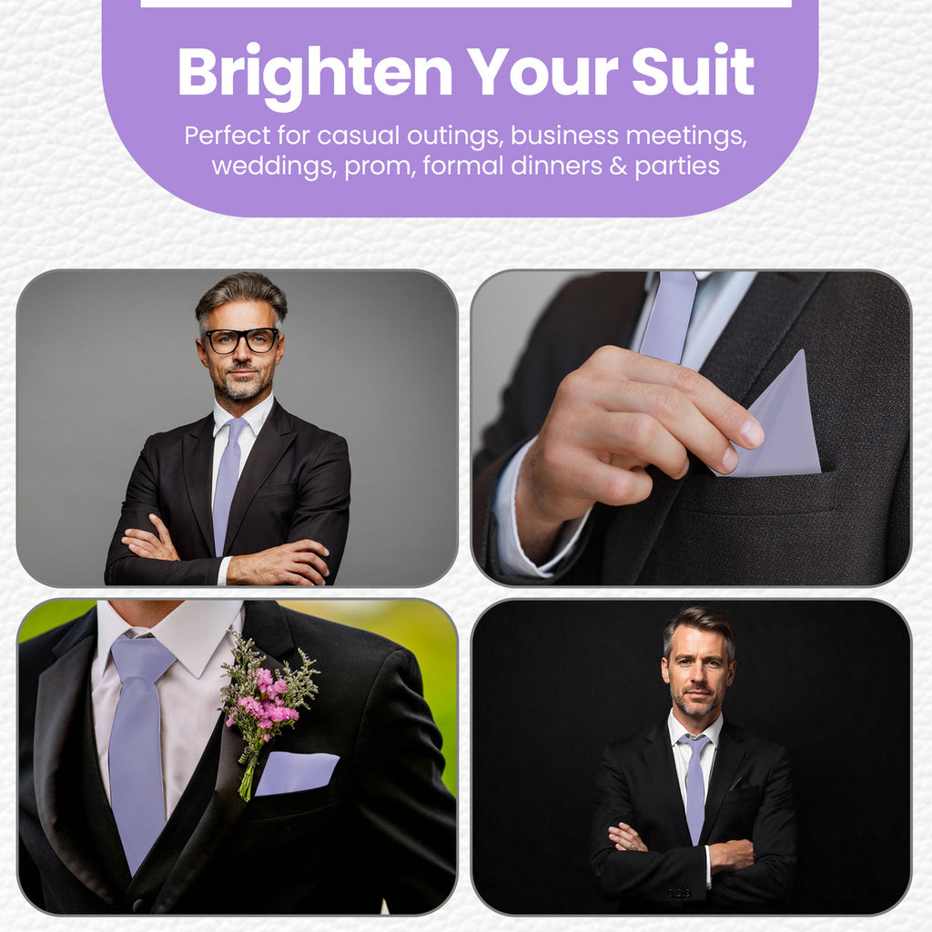 Lilac Purple Tie and Handkerchief