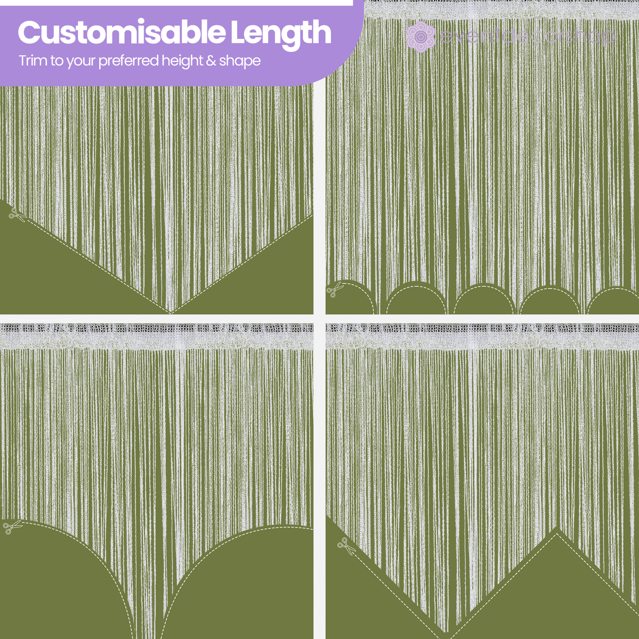 String Curtain Panel - Green