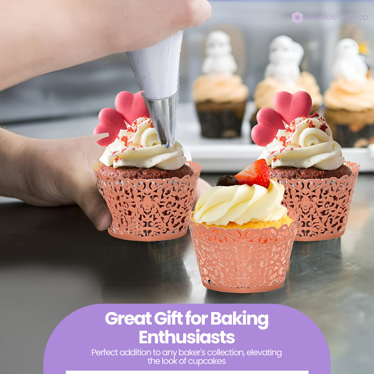 25x Laser Cut Cupcake Wrappers - Pink