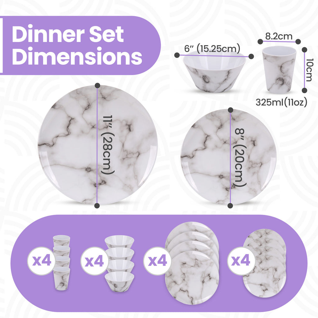 Marble Design Melamine BBQ and Party Set - 16pcs