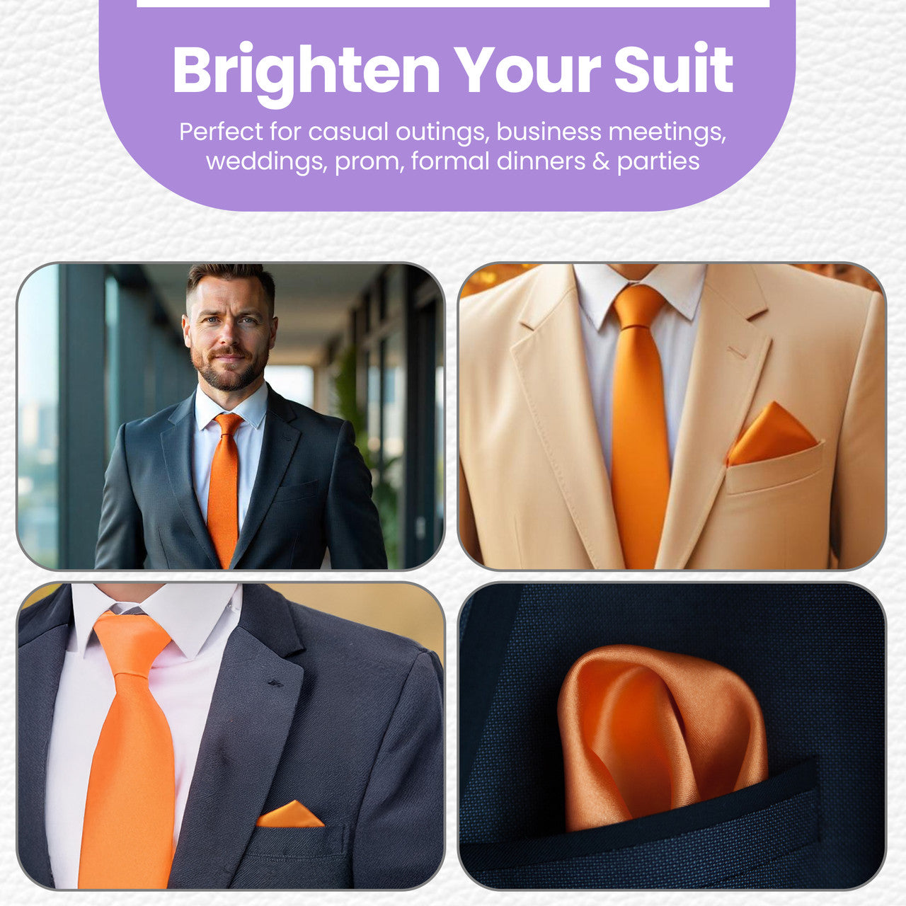 Orange Tie and Handkerchief